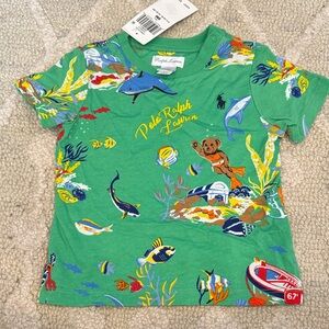 Ralph Lauren Green Ocean Print Tee